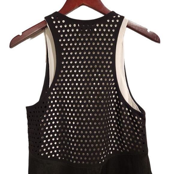 3.1 Phillip Lim Laser Cut Polka Dot Gathered Front Dress Size 2 Black - Picture 4 of 10